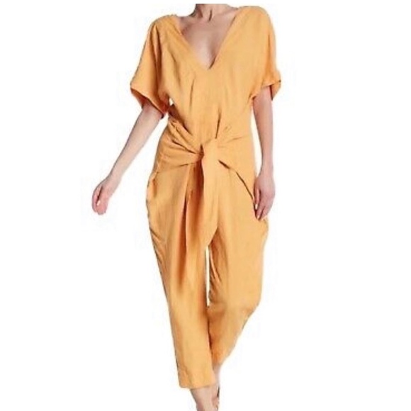 Free People Pants - Free People Shining Sun Wrap Linen Jumpsuit